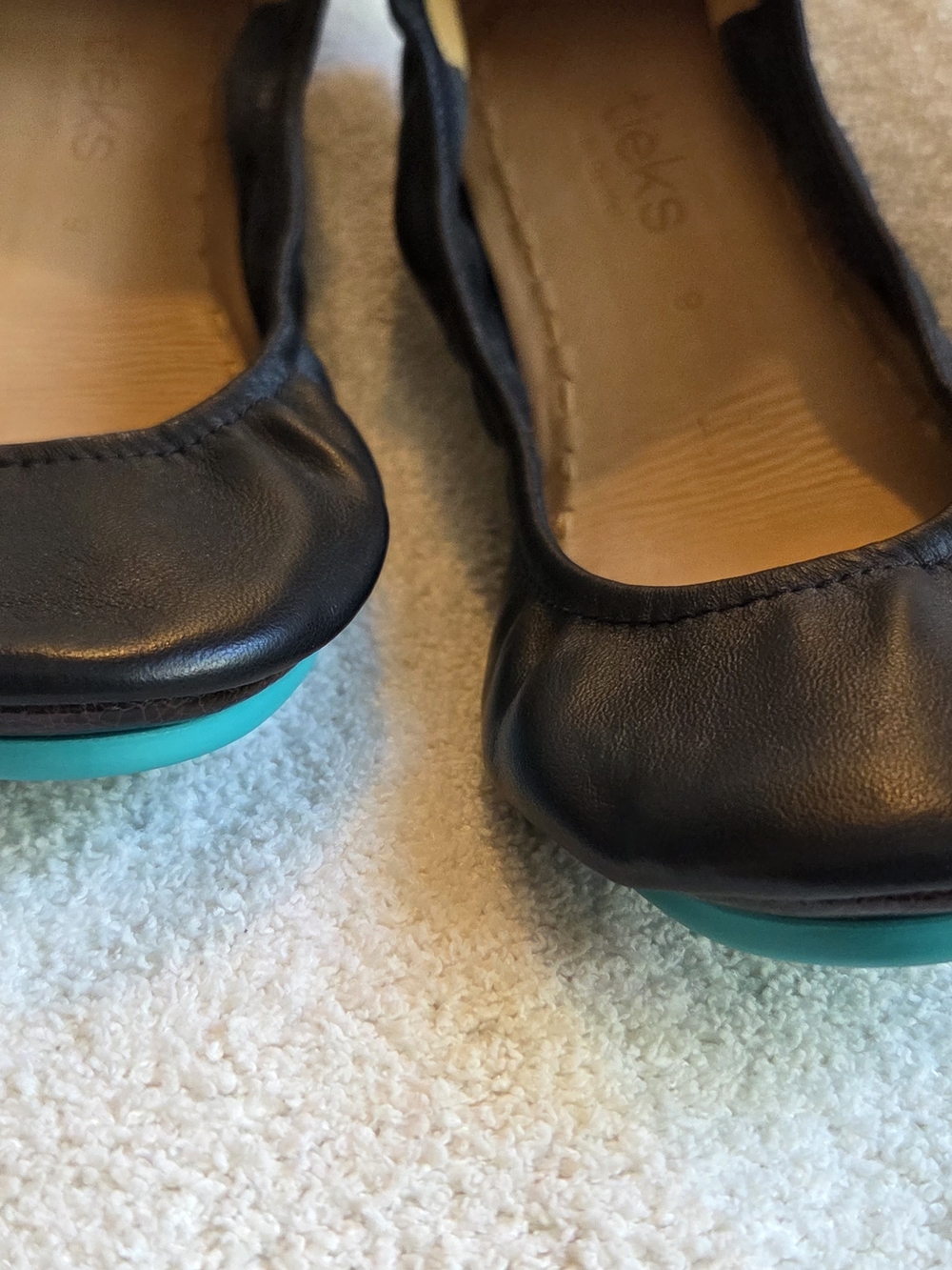 Tieks Navy Blue Leather Ballet Flats with Teal Accent - Picture 4 of 7